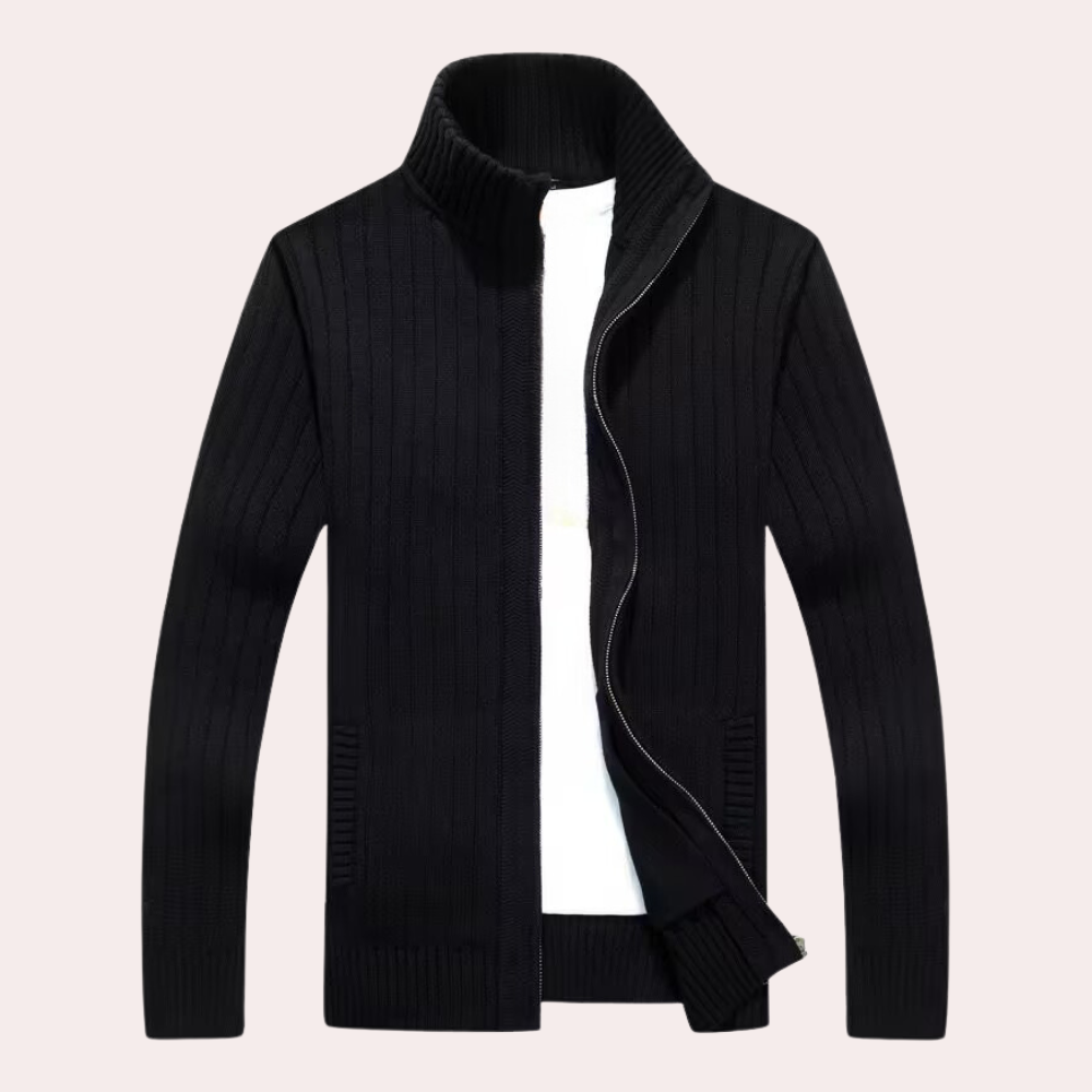 Sweter Zippé Z Prążkowanej Dzianiny Dla Mężczyzn | Idealny Do Codziennego Użytku