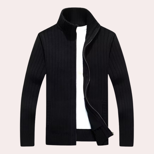Sweter Zippé Z Prążkowanej Dzianiny Dla Mężczyzn | Idealny Do Codziennego Użytku