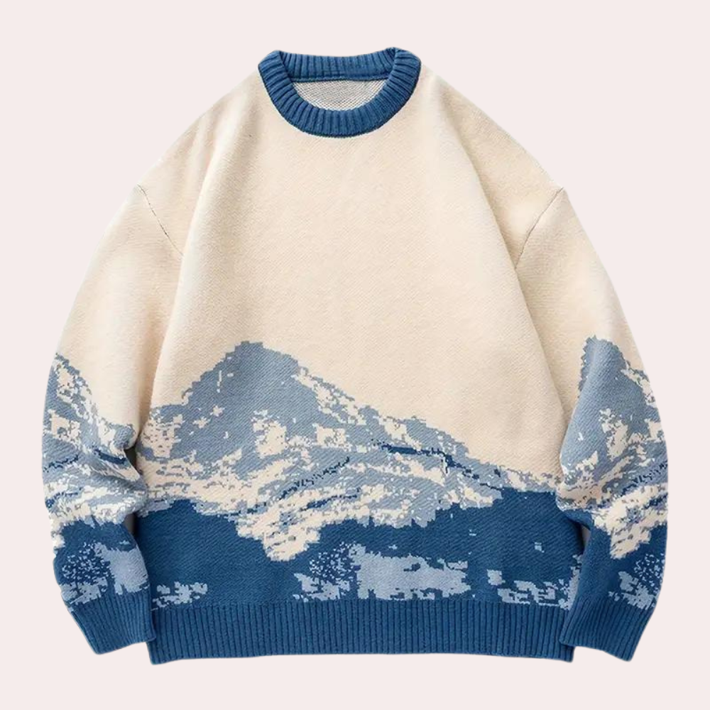 Sweter Z Wzorem Krajobrazu Górskiego Dla Mężczyzn | Idealny Na Chłodne Dni
