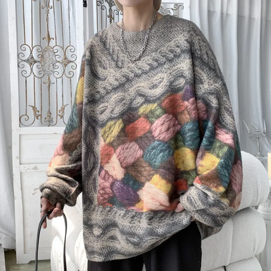 Sweter męski | luźny krój, długie rękawy