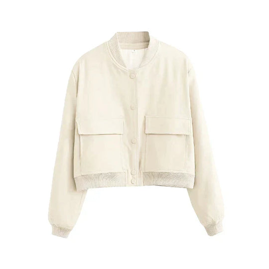Kurtka Bomber Damska | Zipper i Żebrowane Manchety | Codzienny Look | Stylowa i Wszechstronna