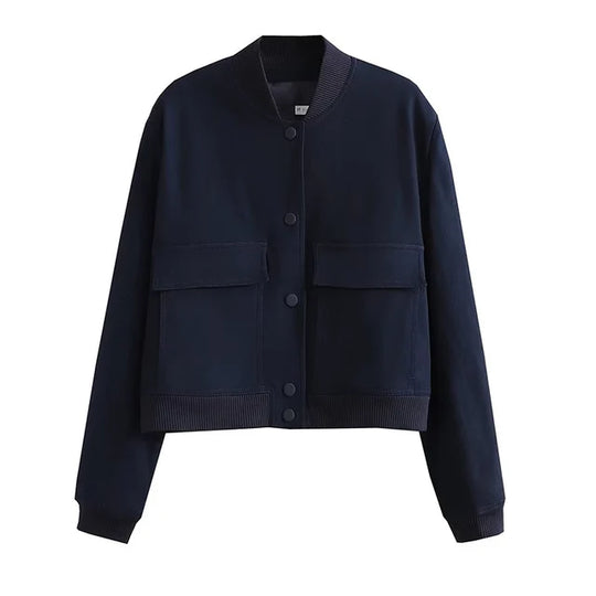 Kurtka Bomber Damska | Zipper i Żebrowane Manchety | Codzienny Look | Stylowa i Wszechstronna