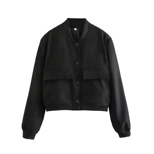 Kurtka Bomber Damska | Zipper i Żebrowane Manchety | Codzienny Look | Stylowa i Wszechstronna