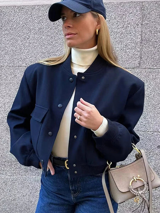 Kurtka Bomber Damska | Zipper i Żebrowane Manchety | Codzienny Look | Stylowa i Wszechstronna
