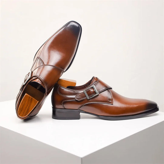 Mężczyźni | Włoskie Buty Skórzane | Monk Strap z Klamrą | Komfortowe i Stylowe