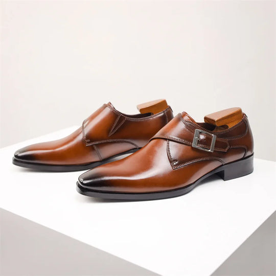Mężczyźni | Włoskie Buty Skórzane | Monk Strap z Klamrą | Komfortowe i Stylowe