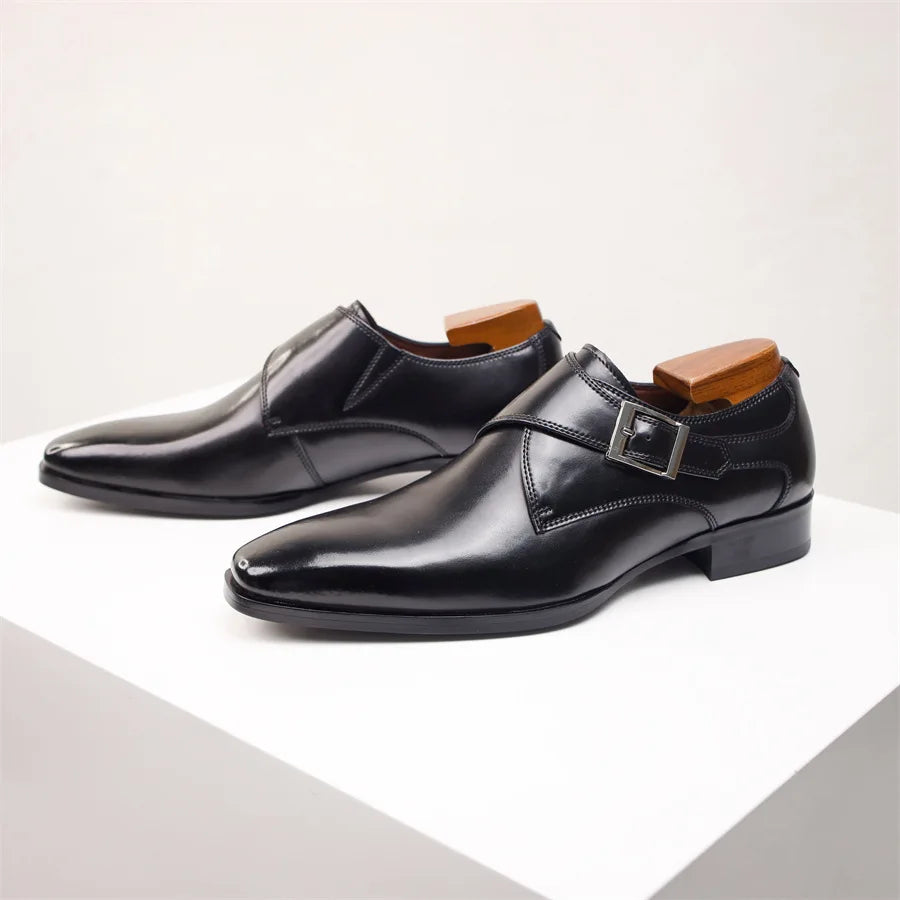 Mężczyźni | Włoskie Buty Skórzane | Monk Strap z Klamrą | Komfortowe i Stylowe