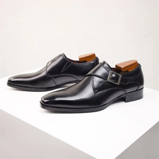 Mężczyźni | Włoskie Buty Skórzane | Monk Strap z Klamrą | Komfortowe i Stylowe