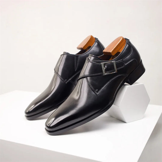 Mężczyźni | Włoskie Buty Skórzane | Monk Strap z Klamrą | Komfortowe i Stylowe