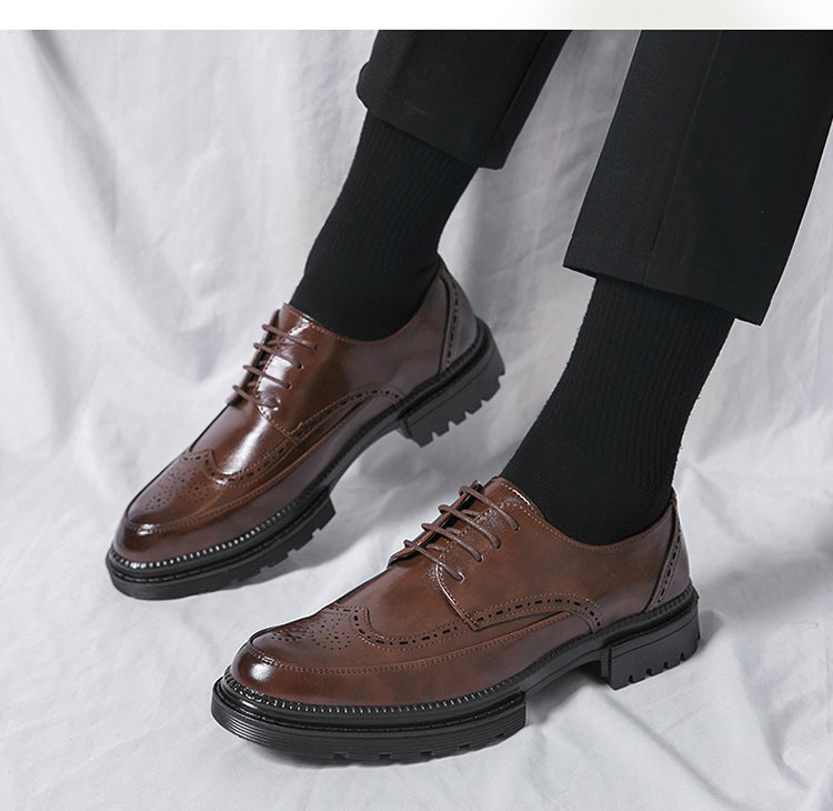 Mężczyźni | Klasyczne Brogue | Skórzane Buty Casual | Styl Brytyjski | Wsuwane