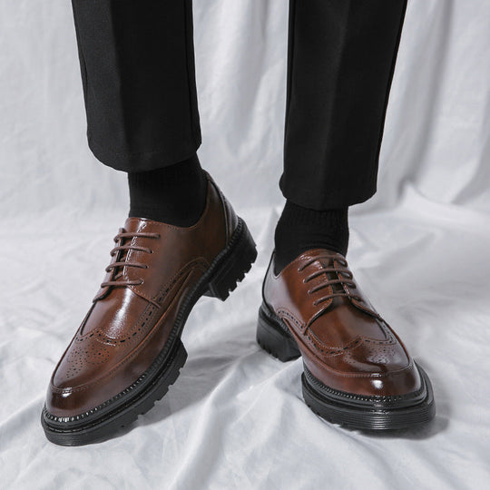 Mężczyźni | Klasyczne Brogue | Skórzane Buty Casual | Styl Brytyjski | Wsuwane