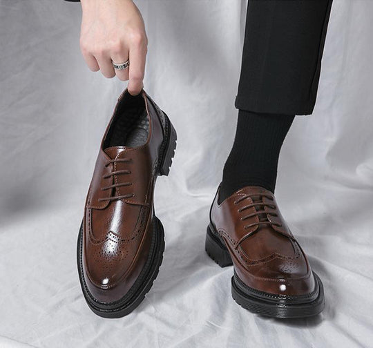 Mężczyźni | Klasyczne Brogue | Skórzane Buty Casual | Styl Brytyjski | Wsuwane