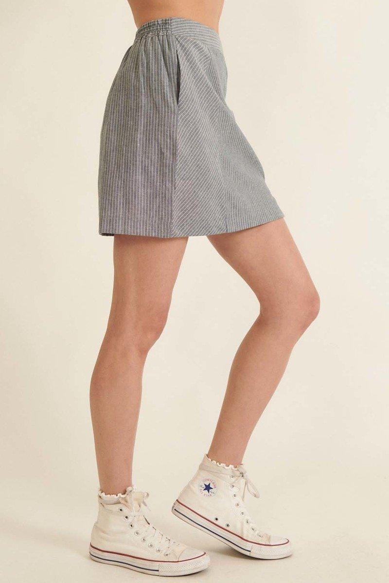 Spódnica Mini w Paski z Banded Front Waist