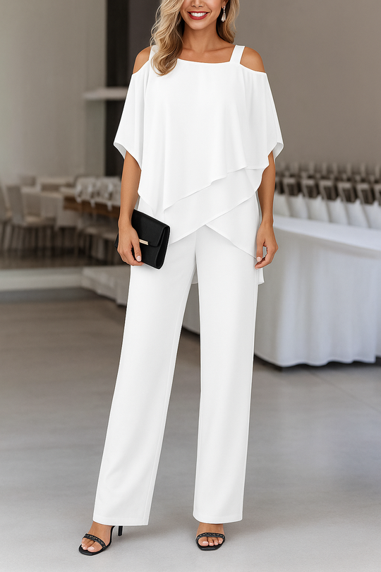 Luxe Aura | Damski Dwuczęściowy Zestaw z Topem Odkrywającym Ramiona | Elegancki Styl