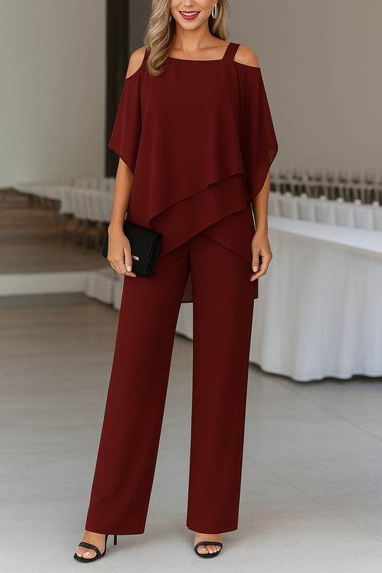 Luxe Aura | Damski Dwuczęściowy Zestaw z Topem Odkrywającym Ramiona | Elegancki Styl