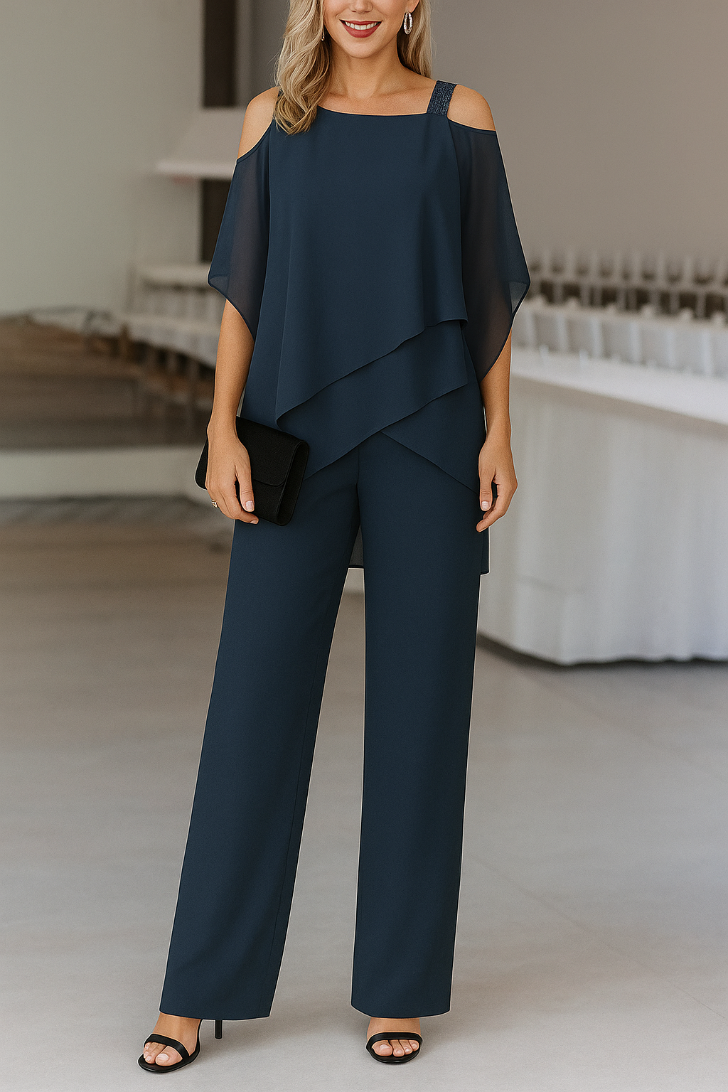 Luxe Aura | Damski Dwuczęściowy Zestaw z Topem Odkrywającym Ramiona | Elegancki Styl