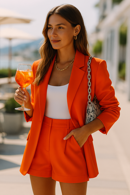Salma | Letni Zestaw Żakietu i Szortów | Lekki, Dopasowany Krój, Stylowy Look
