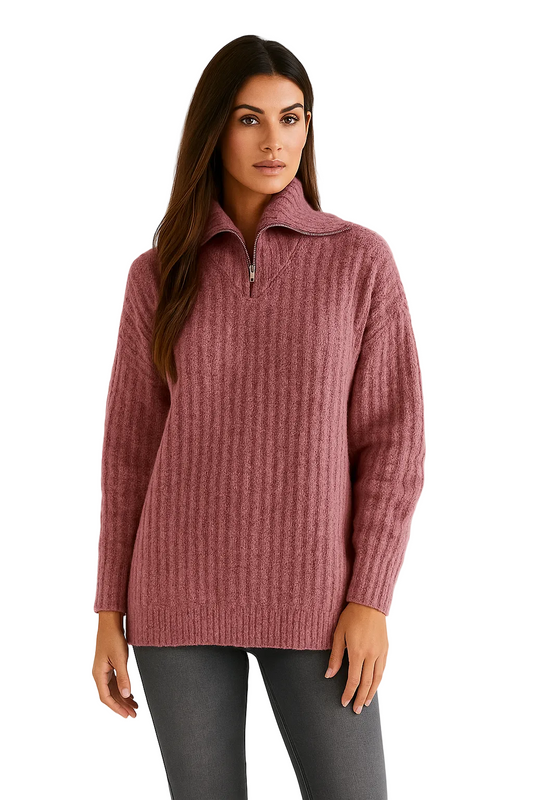 Sweter damski | półzamek, kołnierz