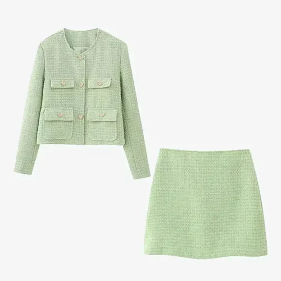 Kobieta | Zestaw Elegancki | Żakiet Dopasowany | Krótka Spódnica | Styl Nowoczesny