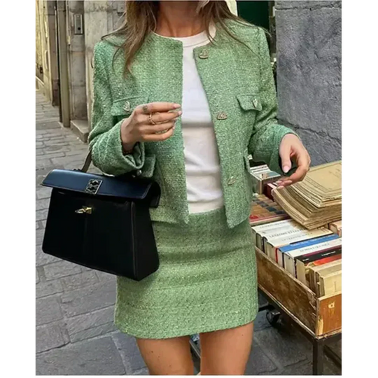 Kobieta | Zestaw Elegancki | Żakiet Dopasowany | Krótka Spódnica | Styl Nowoczesny