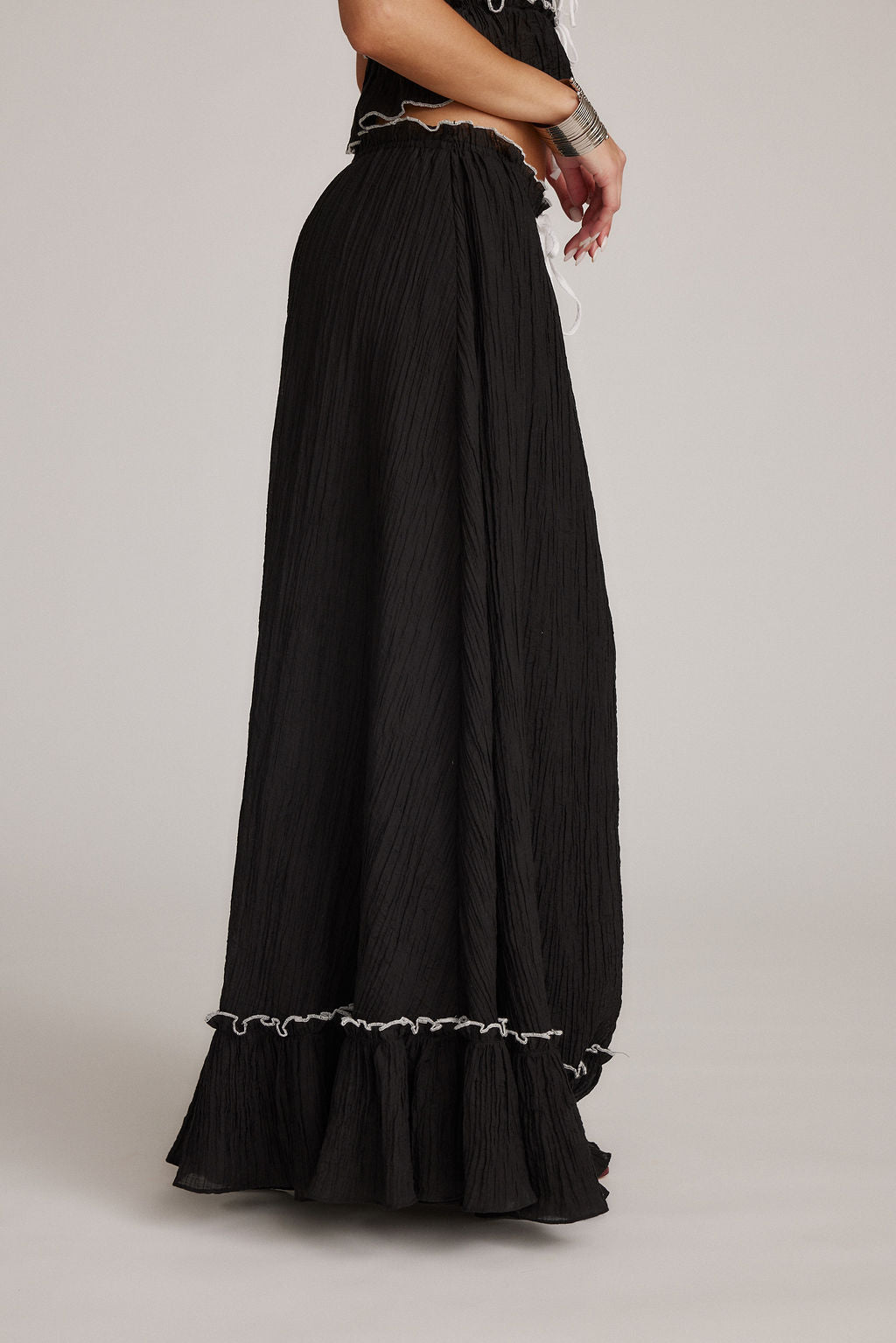 Roxy | Dwuczęściowy zestaw letni | Crop top & maxi spódnica | Boho | Lekki i komfortowy