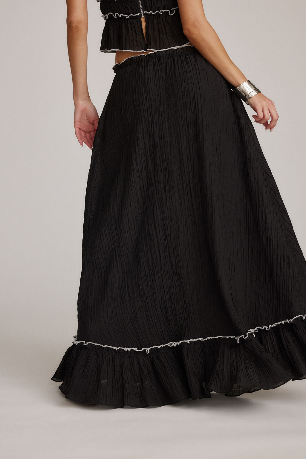 Roxy | Dwuczęściowy zestaw letni | Crop top & maxi spódnica | Boho | Lekki i komfortowy