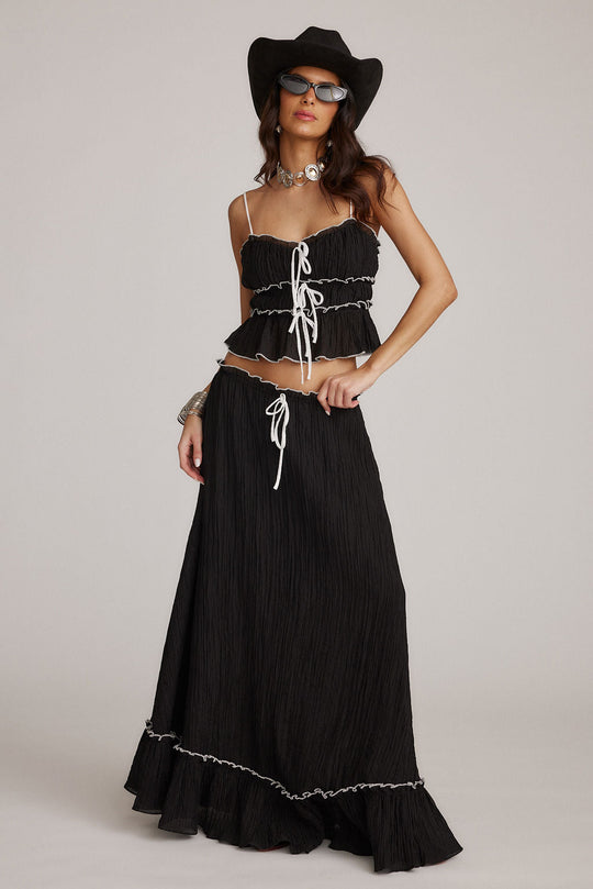 Roxy | Dwuczęściowy zestaw letni | Crop top & maxi spódnica | Boho | Lekki i komfortowy
