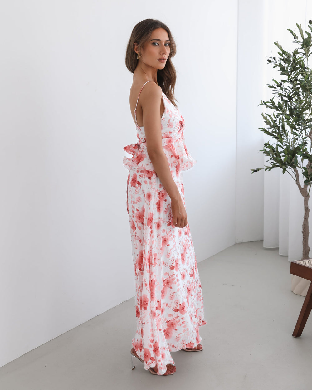 Kobieta | Sukienka Maxi | Ramiączka Spaghetti | Kwadratowy Dekolt | Krój A