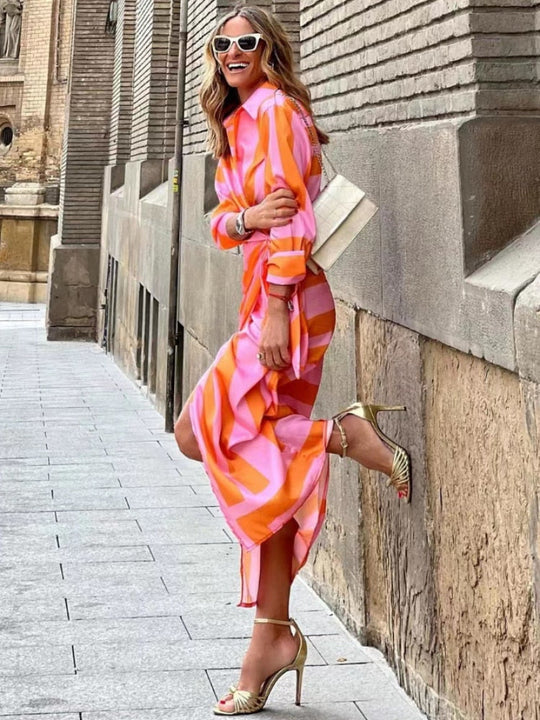 Elena | Lekka Sukienka Midi Kopertowa Damska | Regulowana Talia | Rękawy 3/4 | Idealna na Lato i Eleganckie Okazje