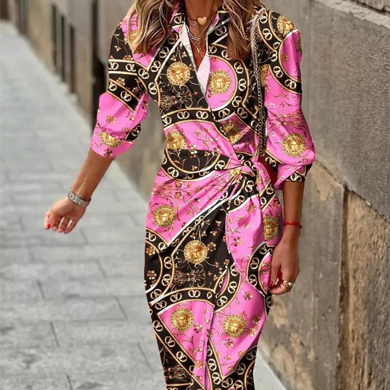 Elena | Lekka Sukienka Midi Kopertowa Damska | Regulowana Talia | Rękawy 3/4 | Idealna na Lato i Eleganckie Okazje