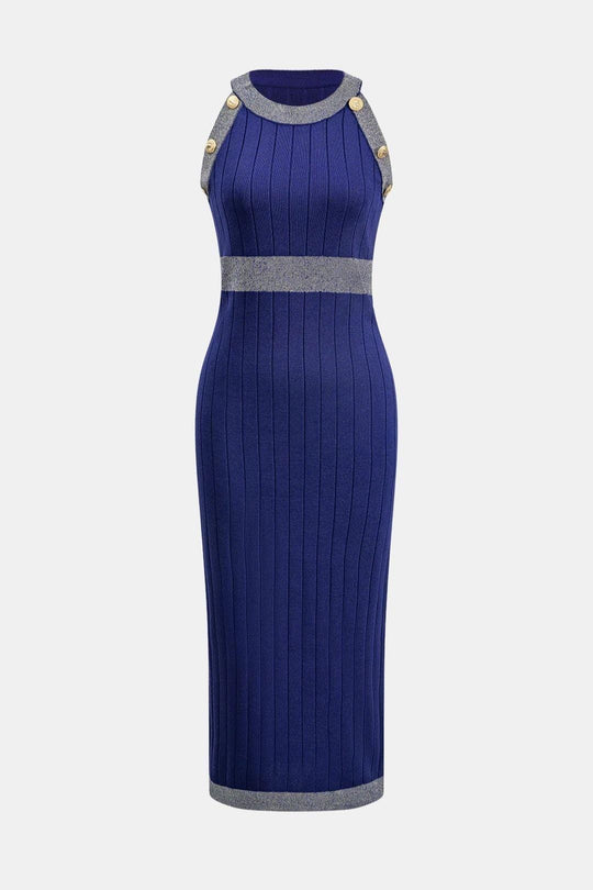 Eleonora | Zestaw Swetra z Guzikami i Sukienki | Dopasowany, Elegancki Look na Dzień i Wieczór