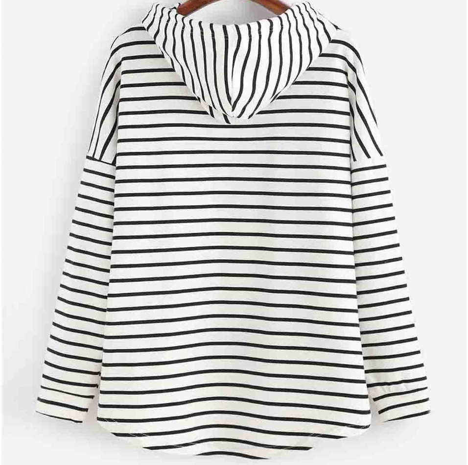 Kobieta | Pasiasta Hoodie | Regulowany Kaptur | Wygodny Styl Casual | Wszechstronna