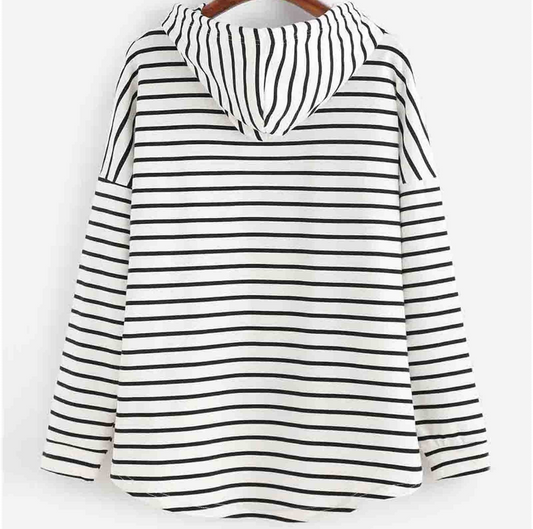 Bluza damska w paski | regulowany kaptur