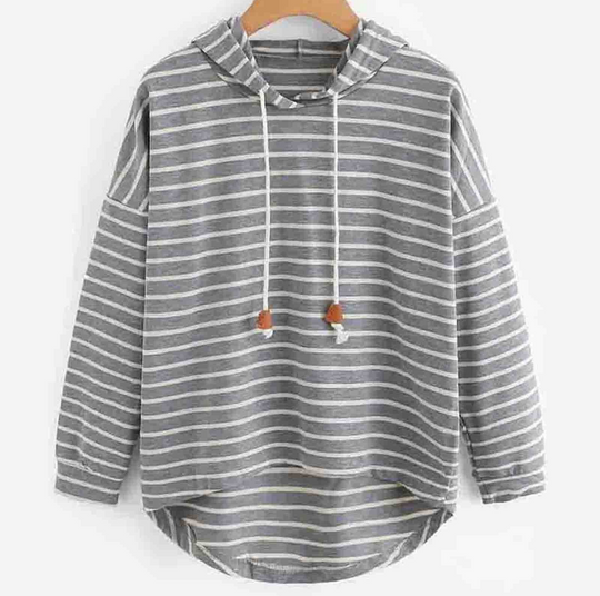 Kobieta | Pasiasta Hoodie | Regulowany Kaptur | Wygodny Styl Casual | Wszechstronna