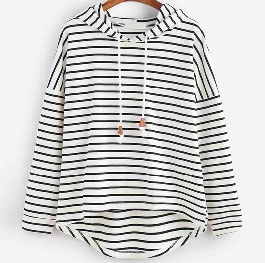 Bluza damska w paski | regulowany kaptur