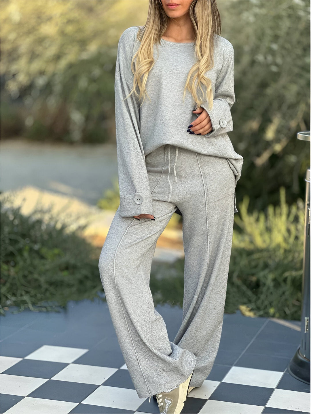 Kobieta | Zestaw Stylowy | Top Dopasowany | Spodnie | Styl Nowoczesny