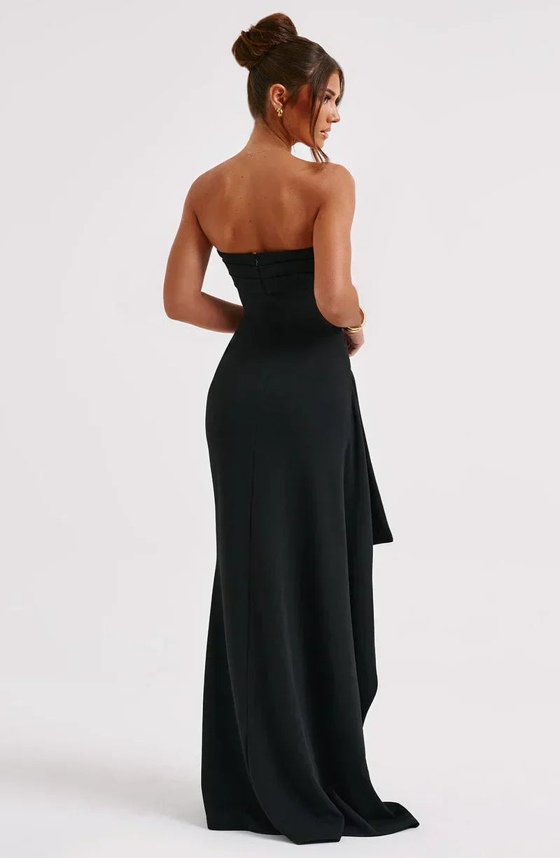 Sukienka Maxi Florine z Odkrytymi Ramionami | Skręcony Detal | Elegancka Sukienka Wieczorowa na Wesele i Letnie Przyjęcia