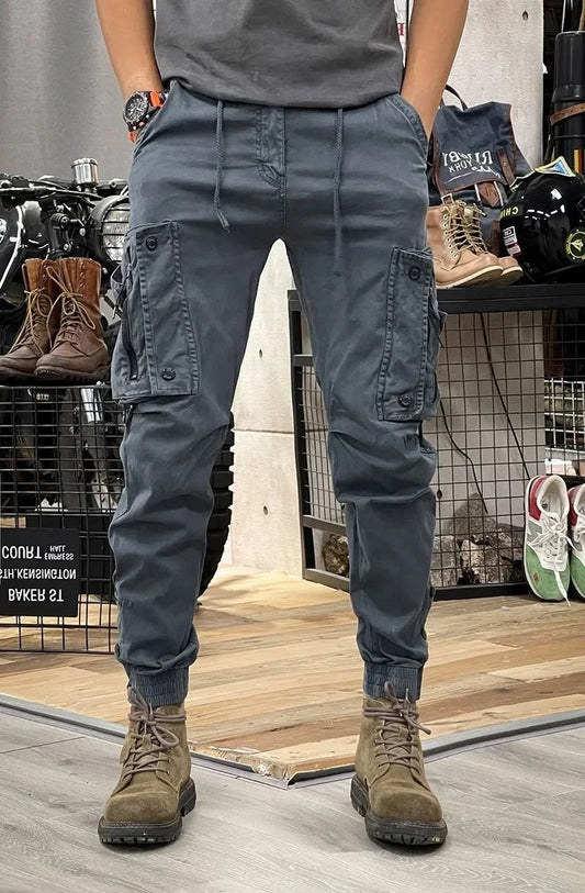 Spodnie cargo męskie | zwężany krój, elastyczny pas