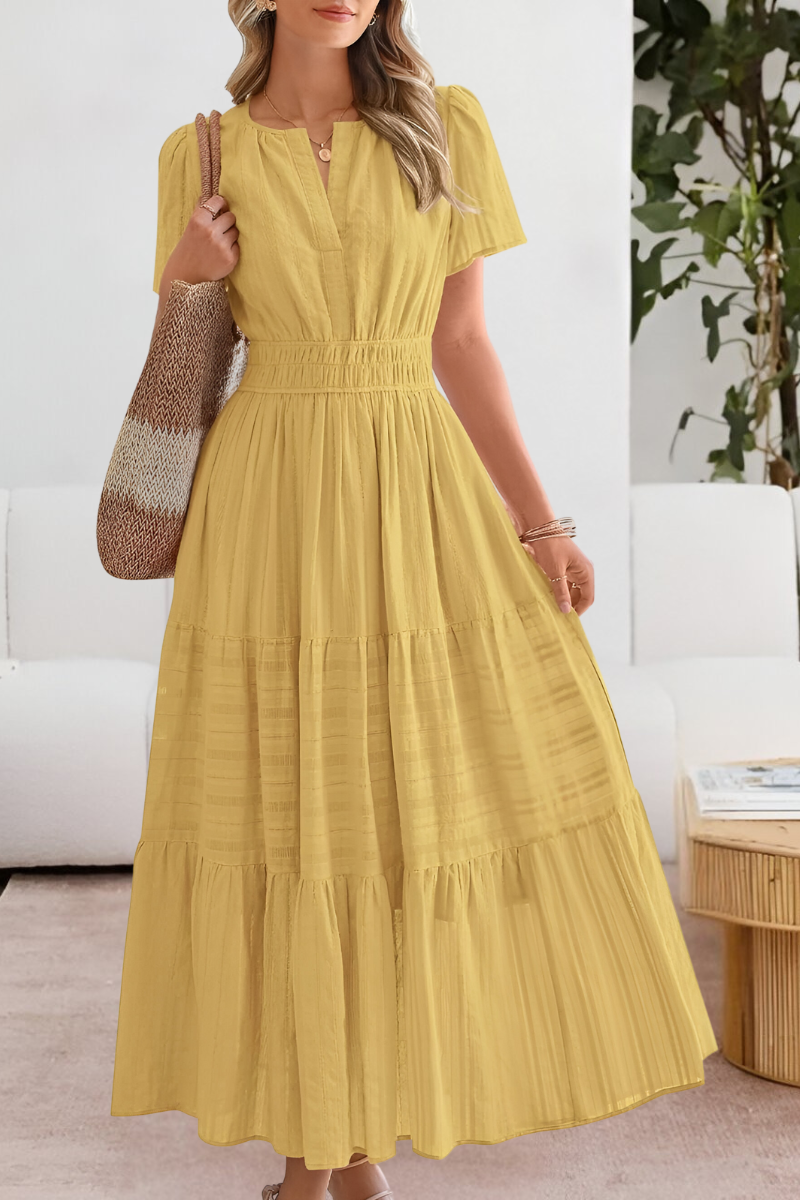 Giavanna | Elegancka Sukienka Boho Midi Damska | Krój A-Linii | Bawełniana Mieszanka | Na Lato i Wakacje