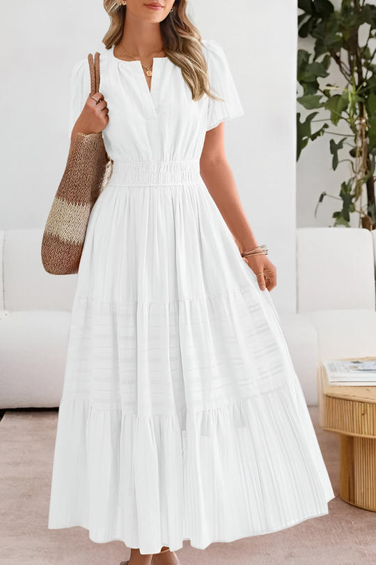 Giavanna | Elegancka Sukienka Boho Midi Damska | Krój A-Linii | Bawełniana Mieszanka | Na Lato i Wakacje