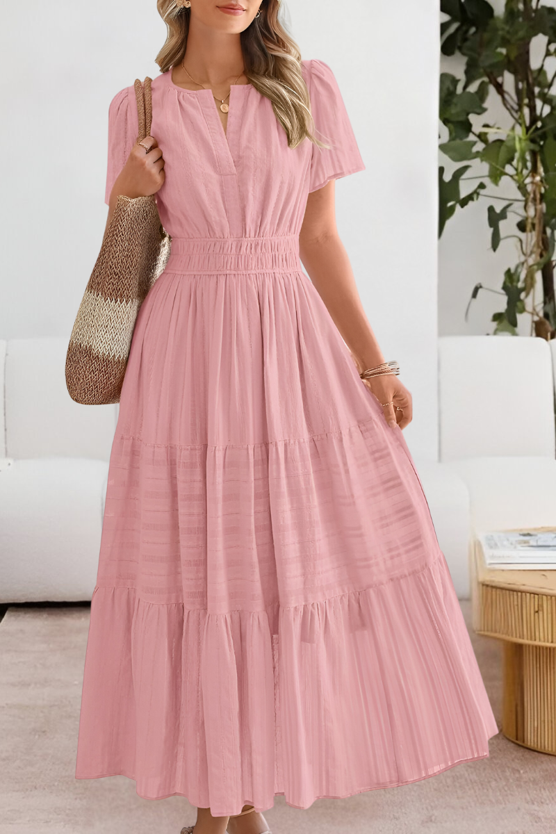 Giavanna | Elegancka Sukienka Boho Midi Damska | Krój A-Linii | Bawełniana Mieszanka | Na Lato i Wakacje
