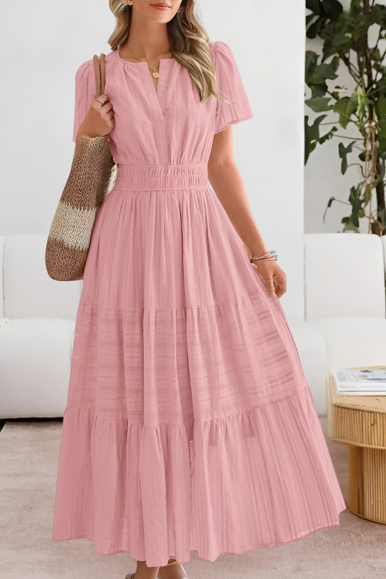 Giavanna | Elegancka Sukienka Boho Midi Damska | Krój A-Linii | Bawełniana Mieszanka | Na Lato i Wakacje