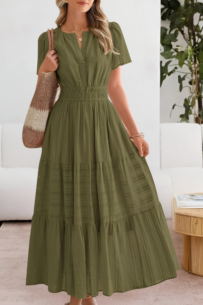 Giavanna | Elegancka Sukienka Boho Midi Damska | Krój A-Linii | Bawełniana Mieszanka | Na Lato i Wakacje