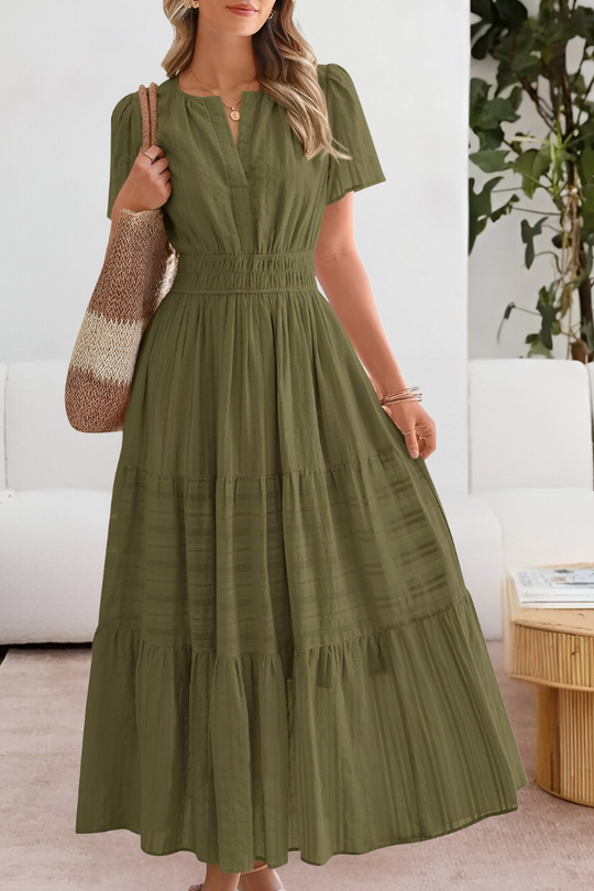 Giavanna | Elegancka Sukienka Boho Midi Damska | Krój A-Linii | Bawełniana Mieszanka | Na Lato i Wakacje