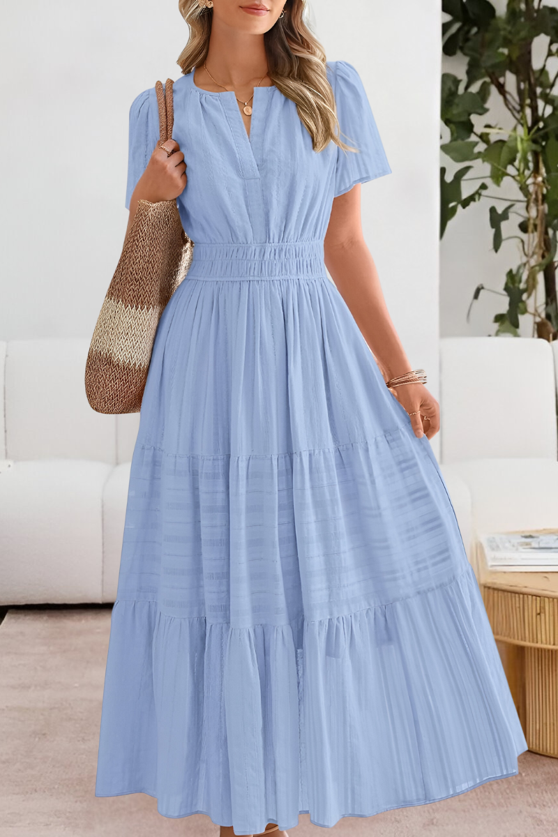 Giavanna | Elegancka Sukienka Boho Midi Damska | Krój A-Linii | Bawełniana Mieszanka | Na Lato i Wakacje
