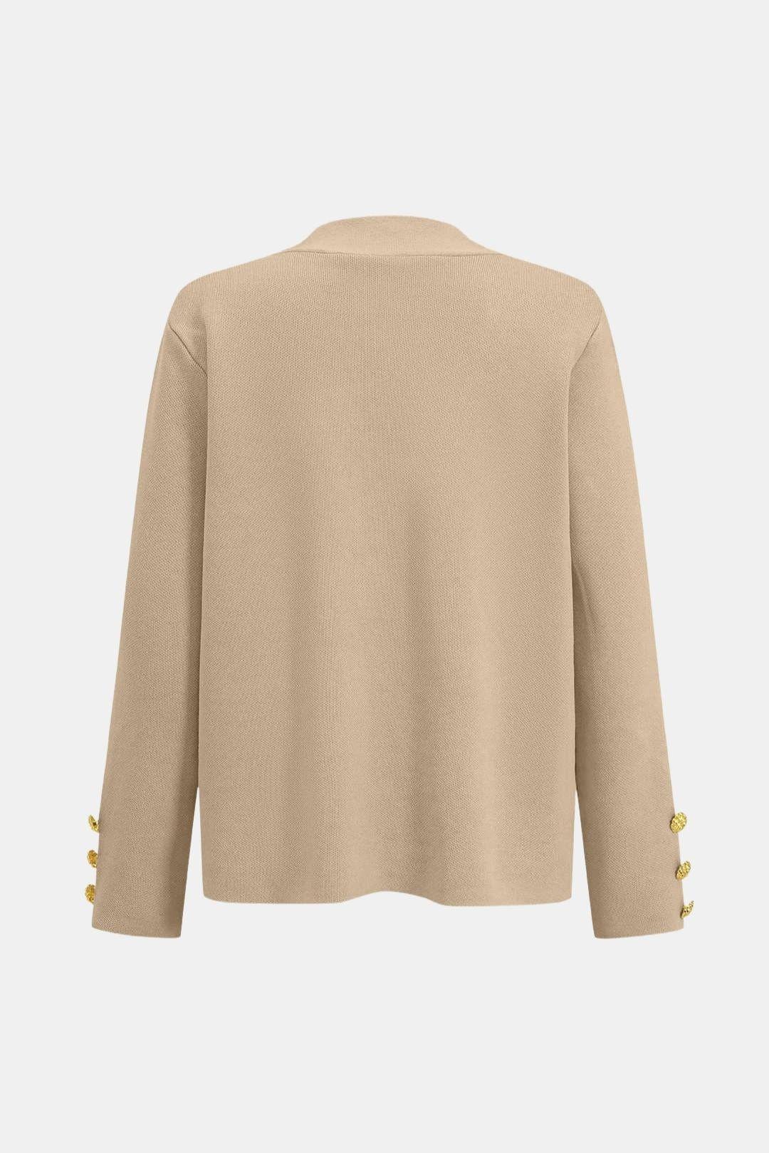 Giorgia | Sweter i Spodnie o Szerokich Nogawkach | Miękka Dzianina, Złote Guziki, Luźny Look