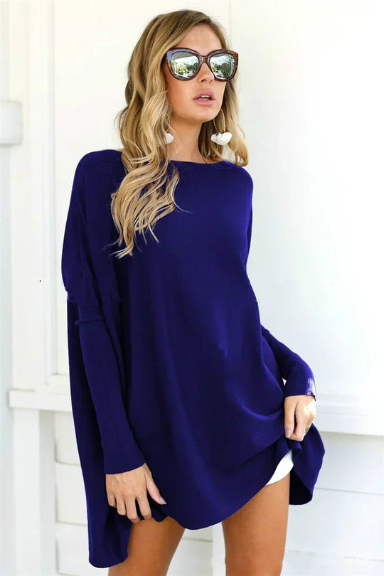 Damski Sweter – Oversize – Miękka Dzianina – Długi Styl Tuniki – Casual