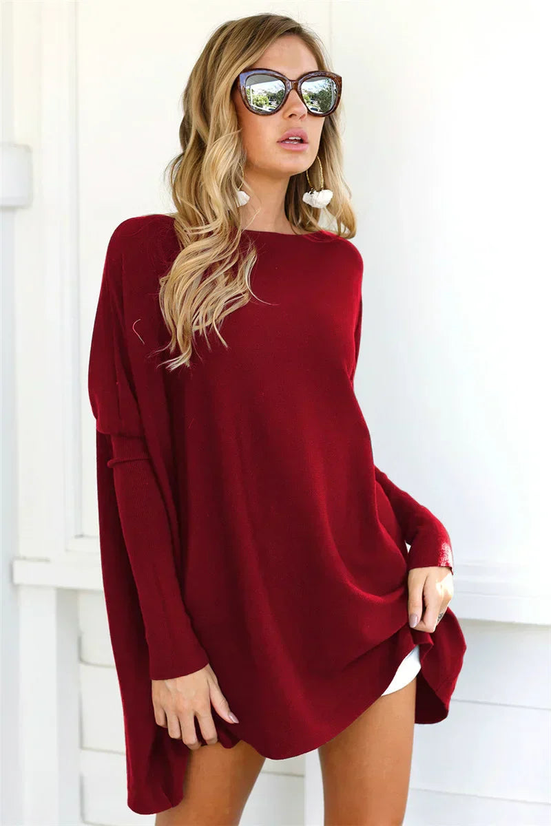 Damski Sweter – Oversize – Miękka Dzianina – Długi Styl Tuniki – Casual