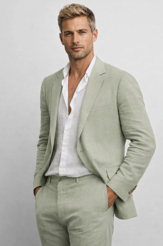 Mężczyźni | Elegancki Komplet | Garnitur Dwuczęściowy | Zapięcie na Guziki | Styl Formalny