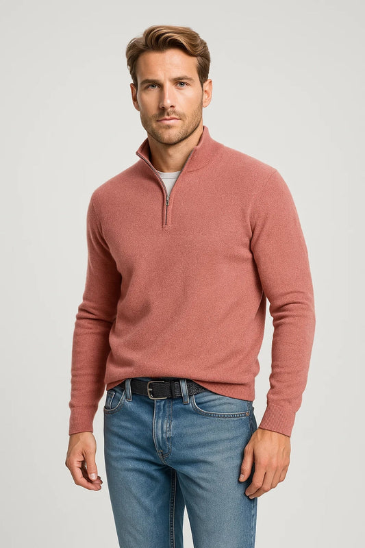 Sweter męski | zamek na pół, miękkie wykończenie